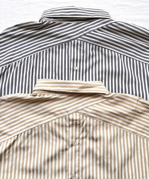 Q（キュー）の「ストライプサイドオープンシャツ（シャツ/ブラウス・レディース・ブラック系その他/ベージュ系その他・MEDIUM）」の10枚目の写真