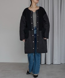 値下げ❤️RNA-N ❤️ボア素材 ロングコート M 黒ブラック 異素材切替ロングコート | outlet | axes femme online shop