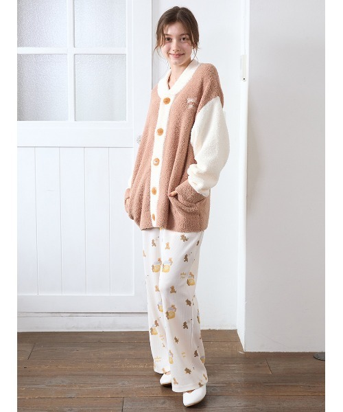 ジェラートピケ　ベア柄 ロングパンツ オフホワイト　新品 ウォッシングベア柄ロングパンツ(ロングパンツ)｜ルームウェア