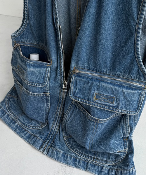 wee9s(ウィークス)の「8 pockets BUDDY DENIM VEST / 8ポケットバディデニムベスト(ベスト・レディース・ブルー・FREE)」の8枚目の写真