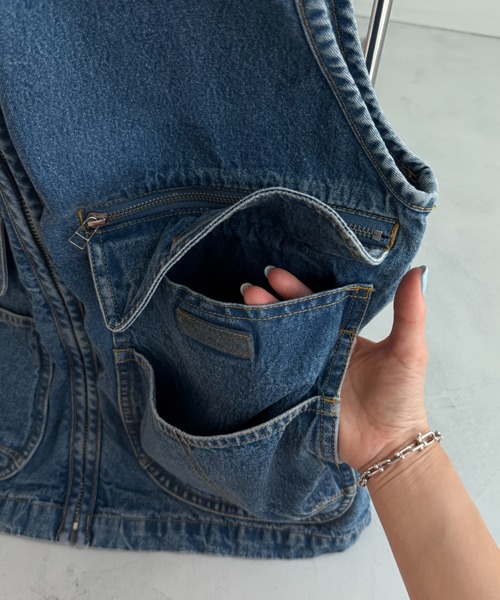 wee9s(ウィークス)の「8 pockets BUDDY DENIM VEST / 8ポケットバディデニムベスト(ベスト・レディース・ブルー・FREE)」の7枚目の写真