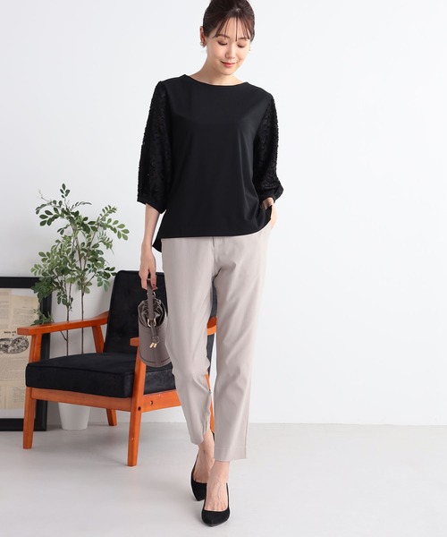 GALLORIA（ギャローリア）の「袖異素材シアープルオーバー（Tシャツ/カットソー・レディース・ブラック/ボルドー/ライトグレー・LL/L/M/S）」の5枚目の写真