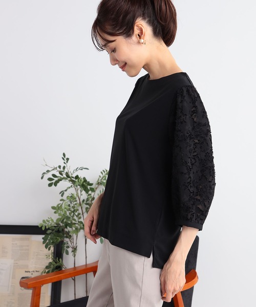 GALLORIA（ギャローリア）の「袖異素材シアープルオーバー（Tシャツ/カットソー・レディース・ブラック/ボルドー/ライトグレー・LL/L/M/S）」の6枚目の写真