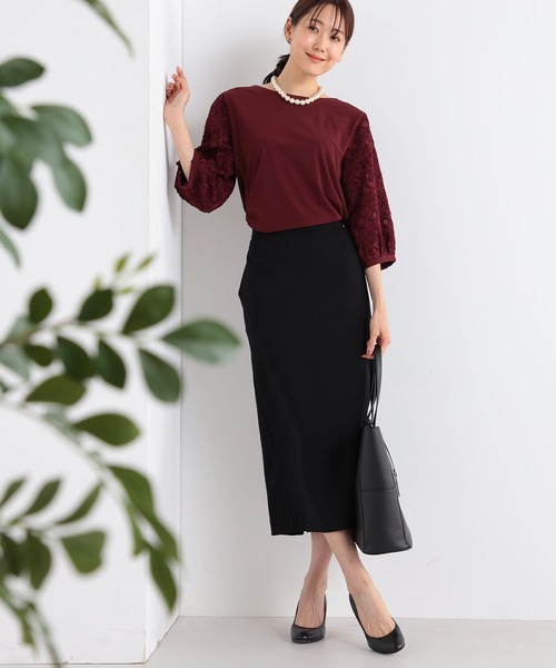 GALLORIA（ギャローリア）の「袖異素材シアープルオーバー（Tシャツ/カットソー・レディース・ブラック/ボルドー/ライトグレー・LL/L/M/S）」の4枚目の写真