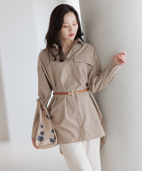 Andemiu(アンデミュウ)の「BIGシルエットシャツ589209(シャツ/ブラウス・レディース・ブルー/オフホワイト/モカ・FREE)」の3枚目の写真