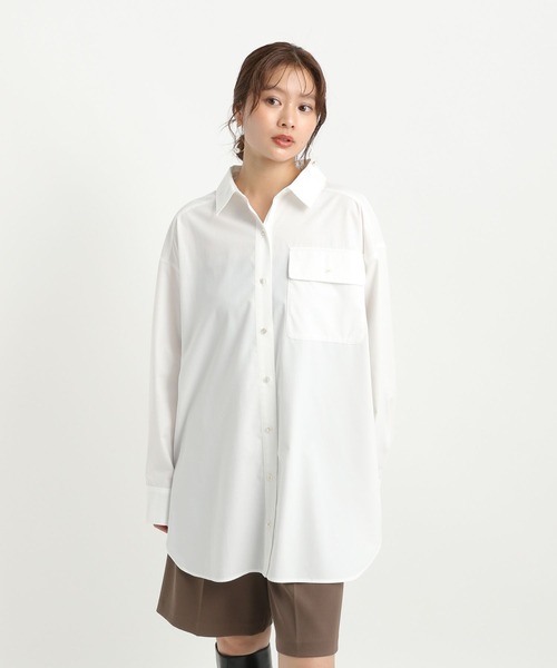 Andemiu(アンデミュウ)の「BIGシルエットシャツ589209(シャツ/ブラウス・レディース・ブルー/オフホワイト/モカ・FREE)」の20枚目の写真