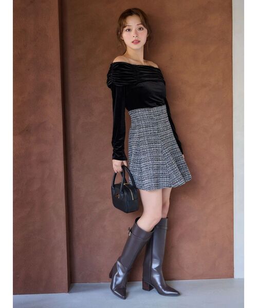 MERCURYDUO（マーキュリーデュオ）の「シャーリングベロアカットソー（Tシャツ/カットソー・レディース・ブラック/イエロー/ピンク/ブラウン・FREE）」の7枚目の写真