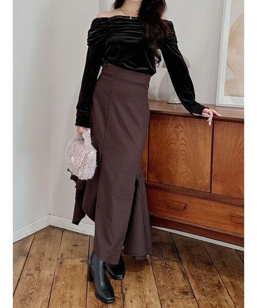 MERCURYDUO（マーキュリーデュオ）の「シャーリングベロアカットソー（Tシャツ/カットソー・レディース・ブラック/イエロー/ピンク/ブラウン・FREE）」の22枚目の写真