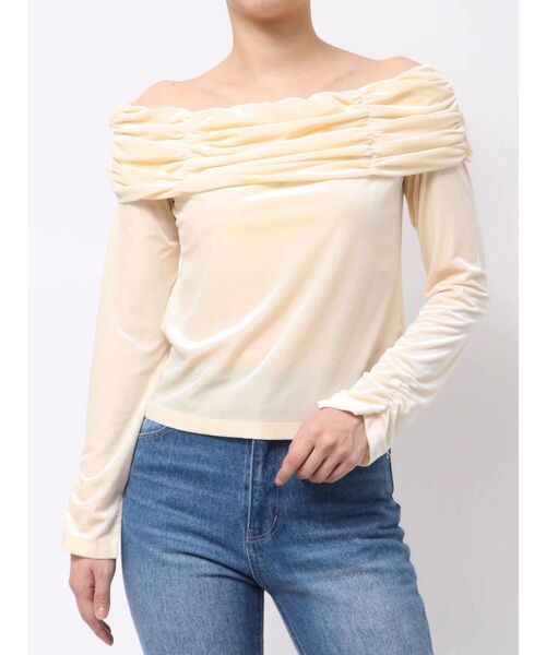 MERCURYDUO（マーキュリーデュオ）の「シャーリングベロアカットソー（Tシャツ/カットソー・レディース・ブラック/イエロー/ピンク/ブラウン・FREE）」の12枚目の写真