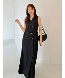 SNIDEL ブラック ロング ドレス ワンピース　0 23SS スイッチングデコルテオープンワンピース ロング 0 XS 黒