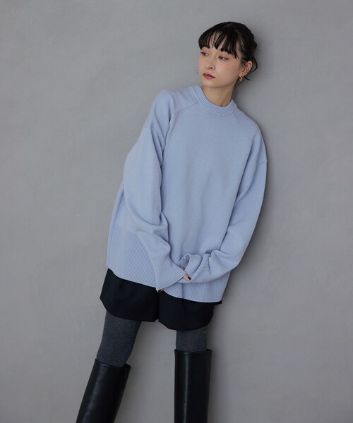 EMMEL REFINES（エメルリファインズ）の「＜EMMEL REFINES＞EM HW ルーズ 2WAY ニット プルオーバー＆カーディガン（カーディガン/ボレロ・レディース・ピンク/ケリーグリーン/ダークグレー/ライトブルー・FREE）」の4枚目の写真