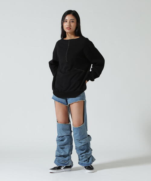 AULA AILA（アウラアイラ）の「AULA AILA/アウラアイラ/別注ステッチデザインプルオーバー（Tシャツ/カットソー・レディース・ブラック/ホワイト系2・0）」の16枚目の写真