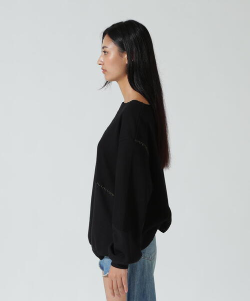 AULA AILA（アウラアイラ）の「AULA AILA/アウラアイラ/別注ステッチデザインプルオーバー（Tシャツ/カットソー・レディース・ブラック/ホワイト系2・0）」の6枚目の写真