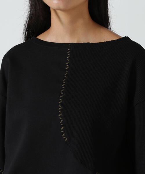 AULA AILA（アウラアイラ）の「AULA AILA/アウラアイラ/別注ステッチデザインプルオーバー（Tシャツ/カットソー・レディース・ブラック/ホワイト系2・0）」の20枚目の写真