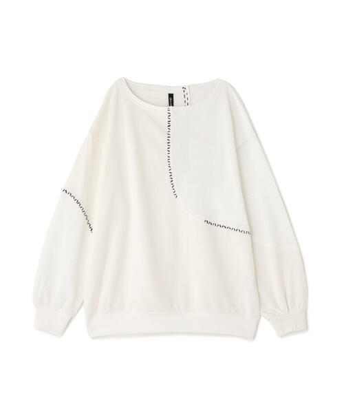 AULA AILA（アウラアイラ）の「AULA AILA/アウラアイラ/別注ステッチデザインプルオーバー（Tシャツ/カットソー・レディース・ブラック/ホワイト系2・0）」の14枚目の写真