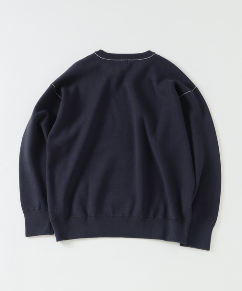  ×EDIFICE クレストン ネイビ Mサイズ スウェットライクニット（ニット/セーター）｜EDIFICE（エディフィス