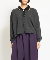 gomme | 40/-コーマ裏毛 ニットカラーカーディガン(Tシャツ/カットソー)