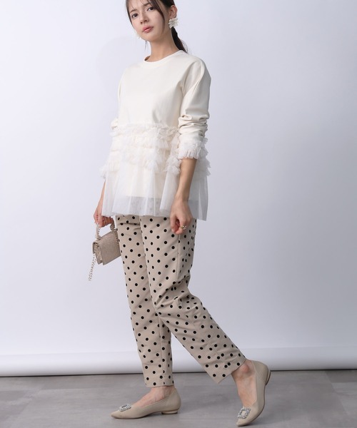 PICCIN PERLA(ピッチンペルラ)の「チュール切り替えプルオーバー(Tシャツ/カットソー・レディース・アイボリー/ブラック・M)」の5枚目の写真