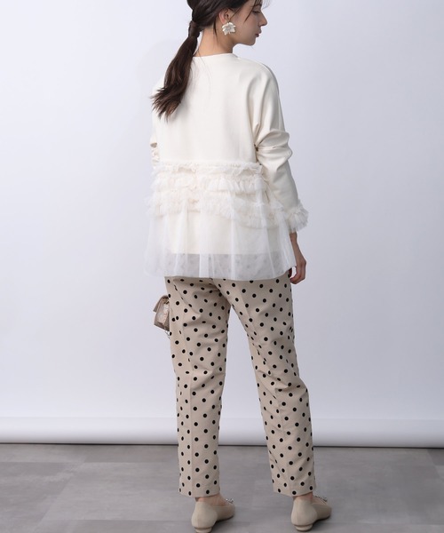 PICCIN PERLA(ピッチンペルラ)の「チュール切り替えプルオーバー(Tシャツ/カットソー・レディース・アイボリー/ブラック・M)」の9枚目の写真