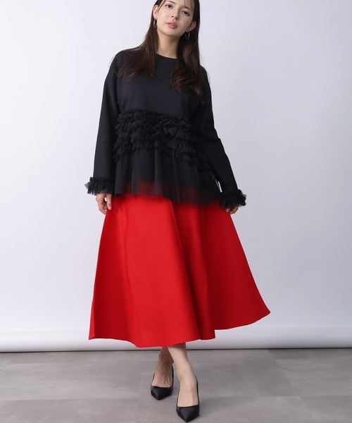 PICCIN PERLA(ピッチンペルラ)の「チュール切り替えプルオーバー(Tシャツ/カットソー・レディース・アイボリー/ブラック・M)」の13枚目の写真