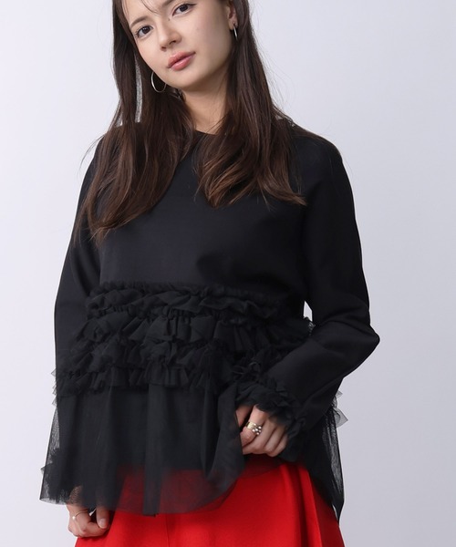 PICCIN PERLA(ピッチンペルラ)の「チュール切り替えプルオーバー(Tシャツ/カットソー・レディース・アイボリー/ブラック・M)」の16枚目の写真