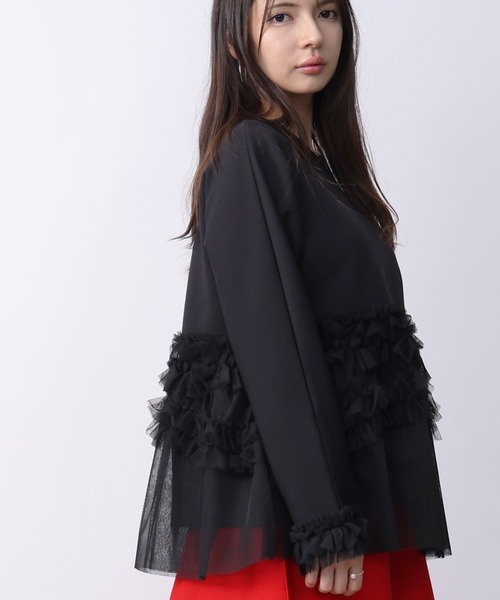 PICCIN PERLA(ピッチンペルラ)の「チュール切り替えプルオーバー(Tシャツ/カットソー・レディース・アイボリー/ブラック・M)」の12枚目の写真