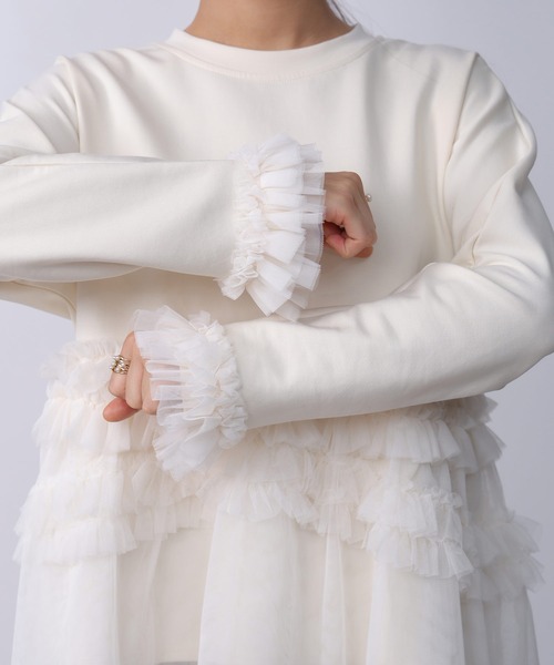 PICCIN PERLA(ピッチンペルラ)の「チュール切り替えプルオーバー(Tシャツ/カットソー・レディース・アイボリー/ブラック・M)」の20枚目の写真