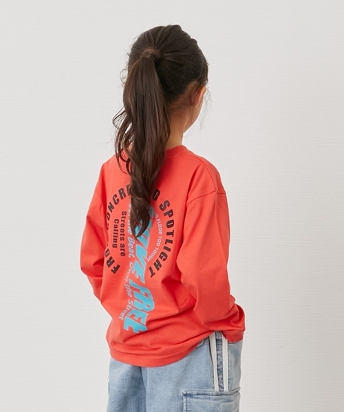 GLAZOS（グラソス）の「【SKIT0LY】【プチプラ】バックサークルロゴ長袖Tシャツ（Tシャツ/カットソー・キッズ・イエロー/ネイビー/ブラック/ブルー/オレンジ/ホワイト/グリーン/ブラウン・140cm/100cm/120cm/110cm/130cm）」の8枚目の写真