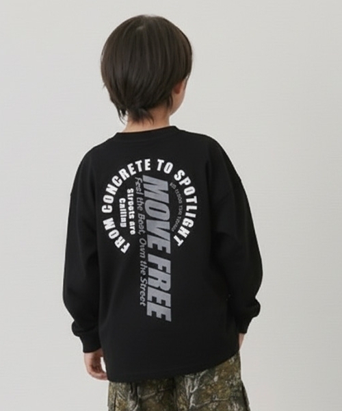 GLAZOS（グラソス）の「【SKIT0LY】【プチプラ】バックサークルロゴ長袖Tシャツ（Tシャツ/カットソー・キッズ・イエロー/ネイビー/ブラック/ブルー/オレンジ/ホワイト/グリーン/ブラウン・140cm/100cm/120cm/110cm/130cm）」の3枚目の写真