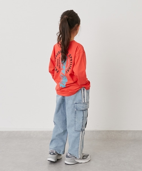 GLAZOS（グラソス）の「【SKIT0LY】【プチプラ】バックサークルロゴ長袖Tシャツ（Tシャツ/カットソー・キッズ・イエロー/ネイビー/ブラック/ブルー/オレンジ/ホワイト/グリーン/ブラウン・140cm/100cm/120cm/110cm/130cm）」の14枚目の写真