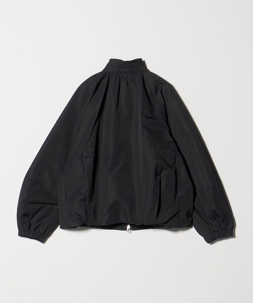 【アローズ取扱】marilyn moon　プリーツノーカラーレザーブルゾン　黒 MARILYN MOON】ソフトレザー調ブルゾン（ブルゾン/ジャンバー