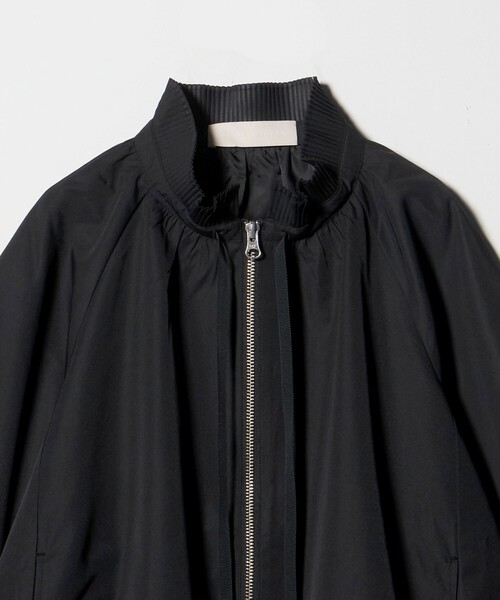 【アローズ取扱】marilyn moon　プリーツノーカラーレザーブルゾン　黒 MARILYN MOON】プリーツフェイクレザーブルゾン_240912002727