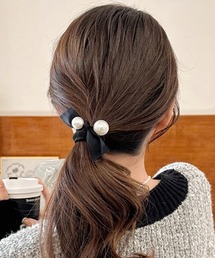 ONEP STAR（ワンピスター）の「リボン＆パールヘアアクセサリー（ヘアゴム）」