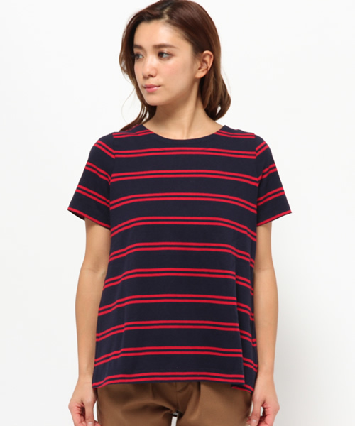 OUTLET(アウトレット)の「【Discoat】後ロプリーツWボーダーP/O(Tシャツ/カットソー・レディース・ネイビー・MEDIUM/LARGE)」の4枚目の写真