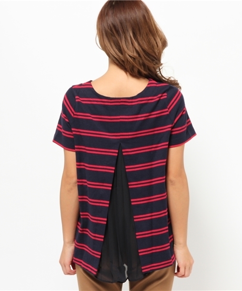 OUTLET(アウトレット)の「【Discoat】後ロプリーツWボーダーP/O(Tシャツ/カットソー・レディース・ネイビー・MEDIUM/LARGE)」の6枚目の写真