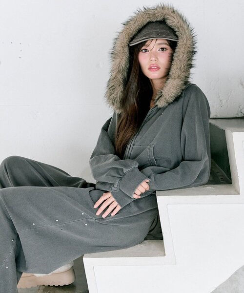 ピグメントファー付きパーカー（パーカー）｜OLIVE des OLIVE