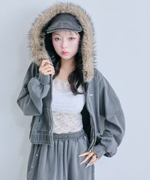 OLIVE des OLIVE | ピグメントファー付きパーカー(パーカー)