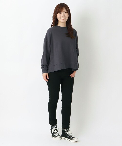 one'sterrace(ワンズテラス)の「ヘビーウェイト天竺脇スリットワイドプルオーバー(Tシャツ/カットソー・レディース・ブラック系8/ネイビー系5/パープル系2/ブルー系その他7/ブラウン系8・02)」の20枚目の写真
