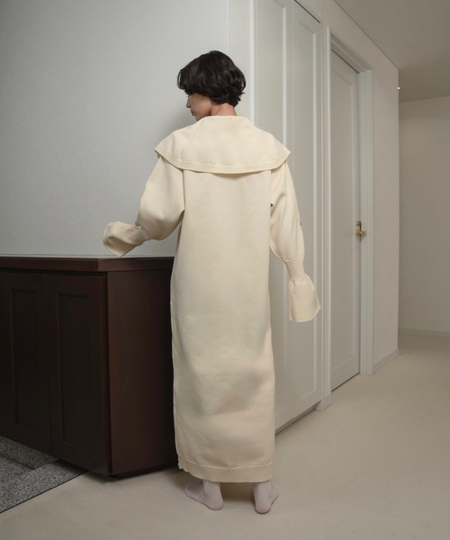 lawgy(ラウジー)の「big collar cuffs flare op / ビッグカラーカフスフレアワンピース(ワンピース・レディース・チャコール/ホワイト/ブラウン・FREE)」の10枚目の写真