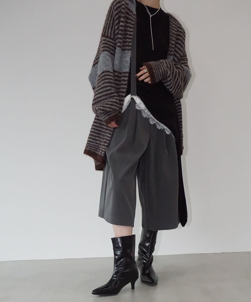 chuclla（チュクラ）の「【YOUYILIN】 2wayボーダーカーディガン CHYOUW25a006（カーディガン/ボレロ・レディース・グレー系その他・FREE）」の2枚目の写真