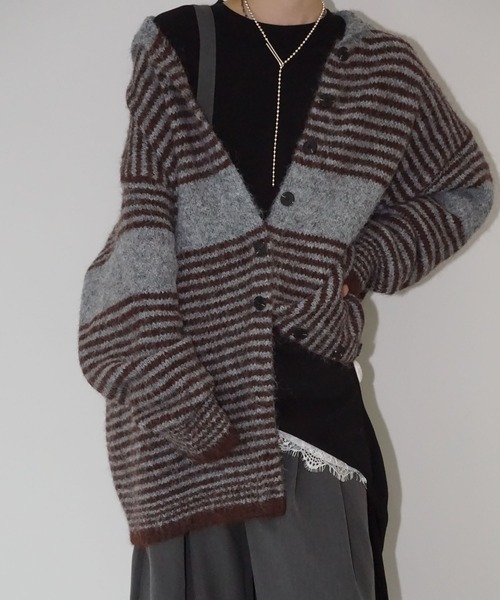 chuclla（チュクラ）の「【YOUYILIN】 2wayボーダーカーディガン CHYOUW25a006（カーディガン/ボレロ・レディース・グレー系その他・FREE）」の3枚目の写真