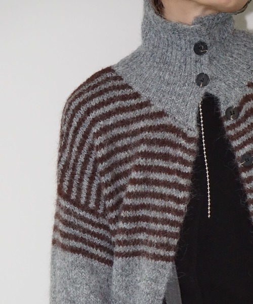 chuclla（チュクラ）の「【YOUYILIN】 2wayボーダーカーディガン CHYOUW25a006（カーディガン/ボレロ・レディース・グレー系その他・FREE）」の8枚目の写真