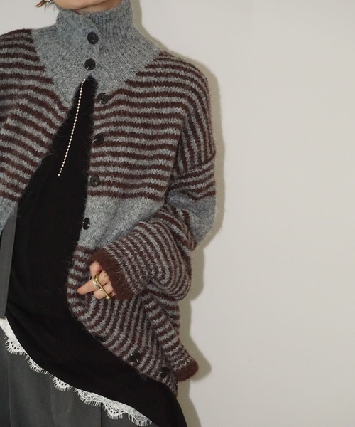 chuclla（チュクラ）の「【YOUYILIN】 2wayボーダーカーディガン CHYOUW25a006（カーディガン/ボレロ・レディース・グレー系その他・FREE）」の9枚目の写真