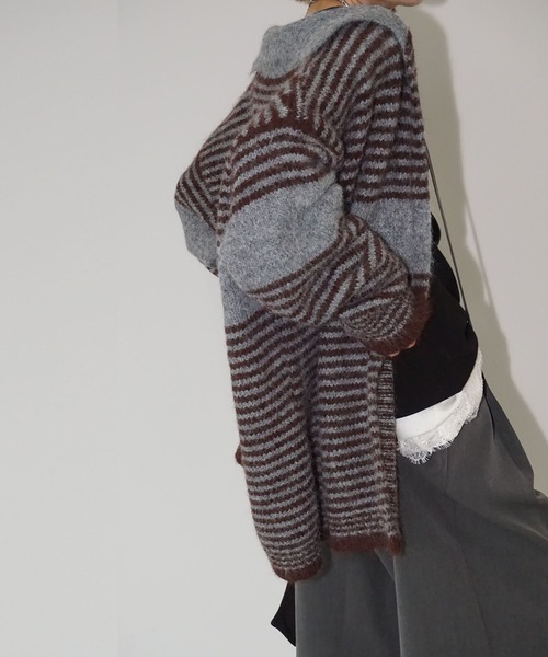 chuclla（チュクラ）の「【YOUYILIN】 2wayボーダーカーディガン CHYOUW25a006（カーディガン/ボレロ・レディース・グレー系その他・FREE）」の10枚目の写真
