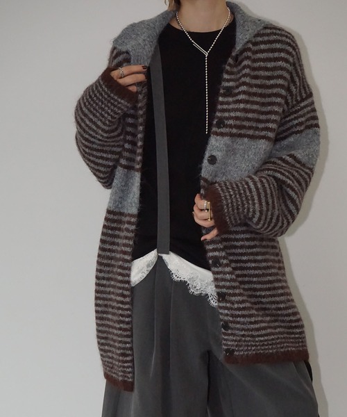 chuclla（チュクラ）の「【YOUYILIN】 2wayボーダーカーディガン CHYOUW25a006（カーディガン/ボレロ・レディース・グレー系その他・FREE）」の12枚目の写真