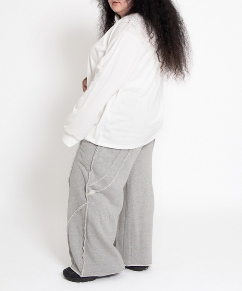 PUNYUS（プニュズ）の「カットオフスウェットパンツ（スウェットパンツ・レディース・杢グレー/ブラック・1/2/3/4）」の5枚目の写真