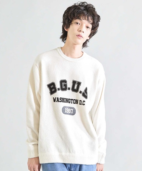 UNION STATION(ユニオンステーション)の「【ウォッシャブル素材】ソフトタッチスフレヤーン杢ニット(ニット/セーター・メンズ・ホワイト系その他/グレー系その他/ブラック系その他・M/L)」の4枚目の写真