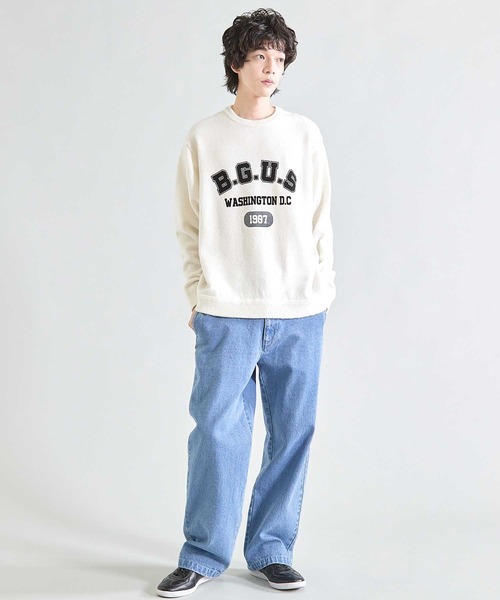 UNION STATION(ユニオンステーション)の「【ウォッシャブル素材】ソフトタッチスフレヤーン杢ニット(ニット/セーター・メンズ・ホワイト系その他/グレー系その他/ブラック系その他・M/L)」の8枚目の写真