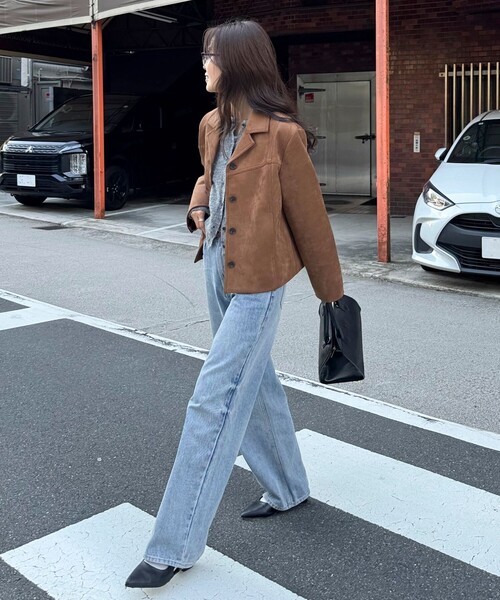 fredy emue(フレディエミュ)の「フェイクスエードジャケット(ダウンジャケット/コート・レディース・ブラウン/ベージュ・38)」の3枚目の写真