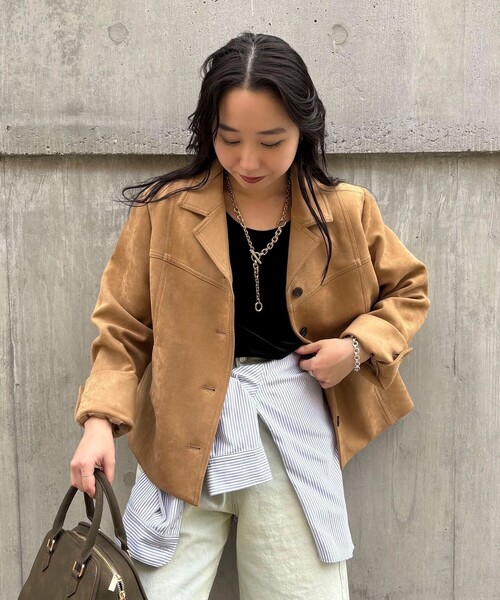 fredy emue(フレディエミュ)の「フェイクスエードジャケット(ダウンジャケット/コート・レディース・ブラウン/ベージュ・38)」の19枚目の写真